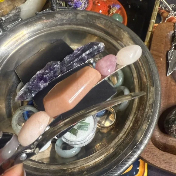 (2) Chevron Amyethest & Multi Stone long Hair Clips Set - Picture 2 of 2